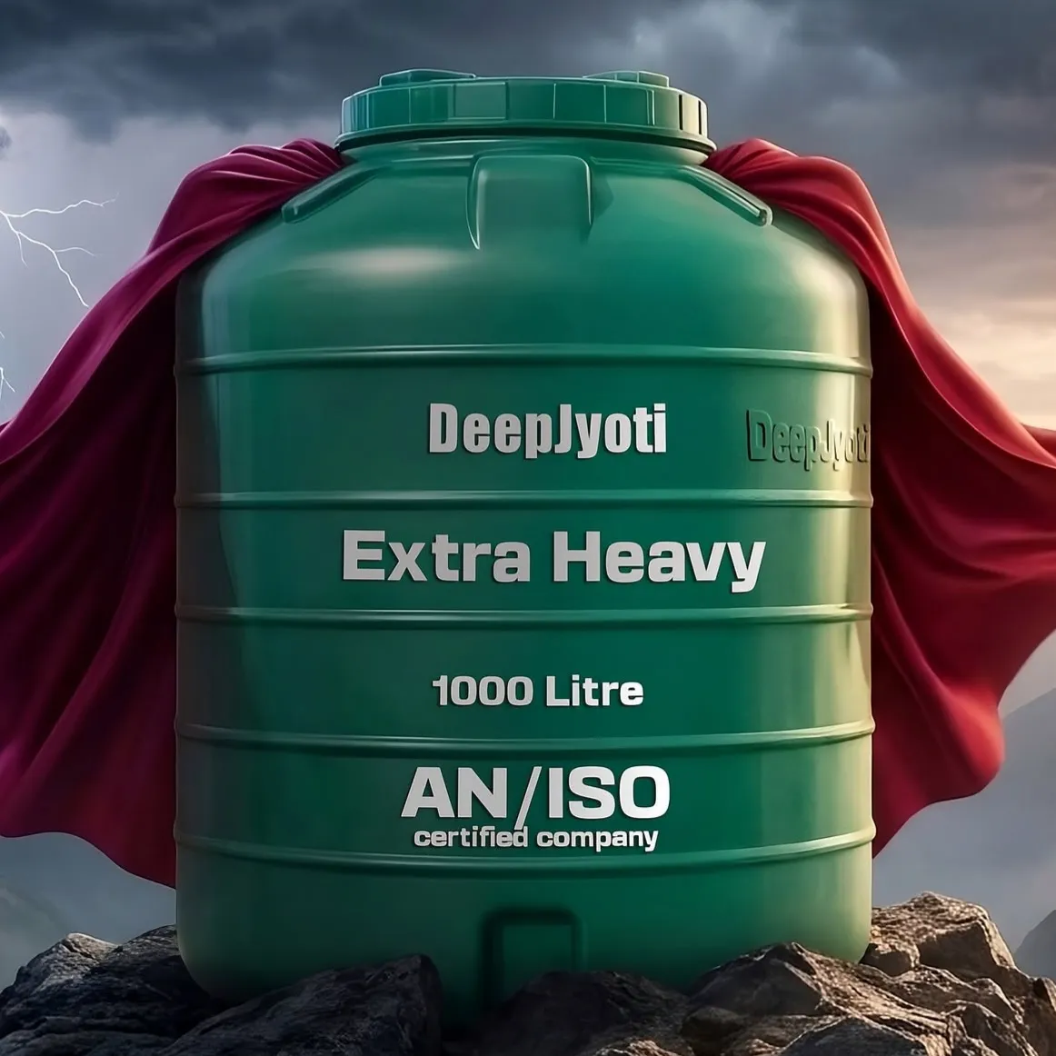 1000 Litre 2 layer Green Color Water Tank DeepJyoti – Built for Strength and Long-Lasting Performance!