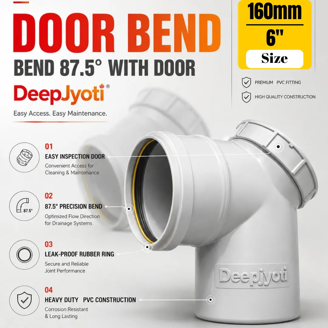 DeepJyoti 160mm PVC Elbow Bend – 90° Pipe Fitting for Water Supply, Drainage & Irrigation Systems